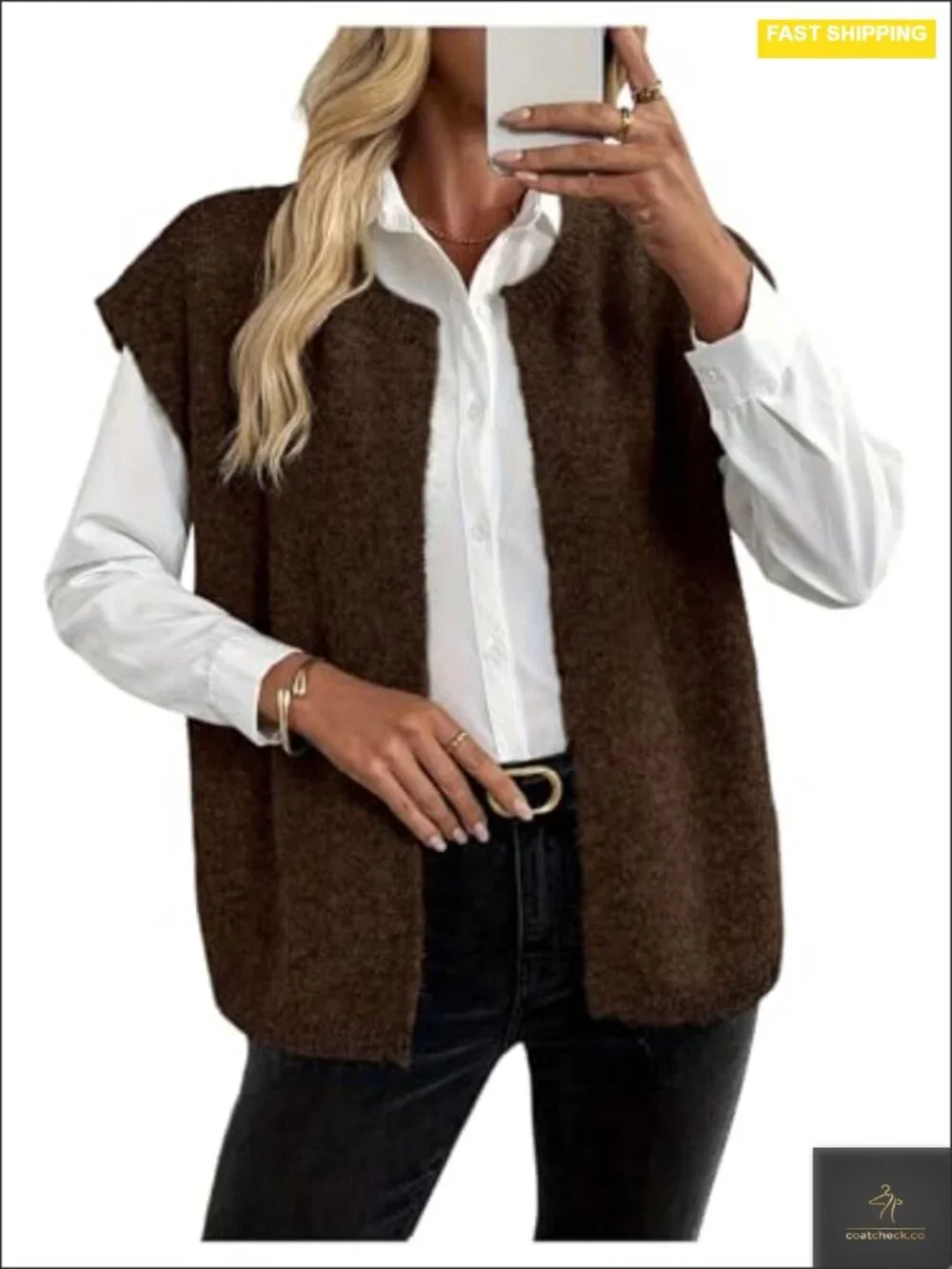 Women's Open Front Fuzzy Cardigan Sweater Cap Sleeve Cozy Knit Outerwear